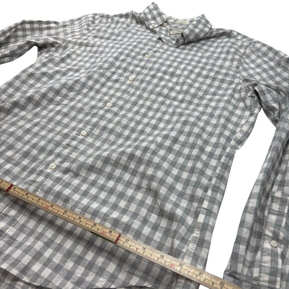 J. Crew Mens Classic Gray & White Check Long Sleeve Shirt Organic Cotton M - Picture 7 of 11